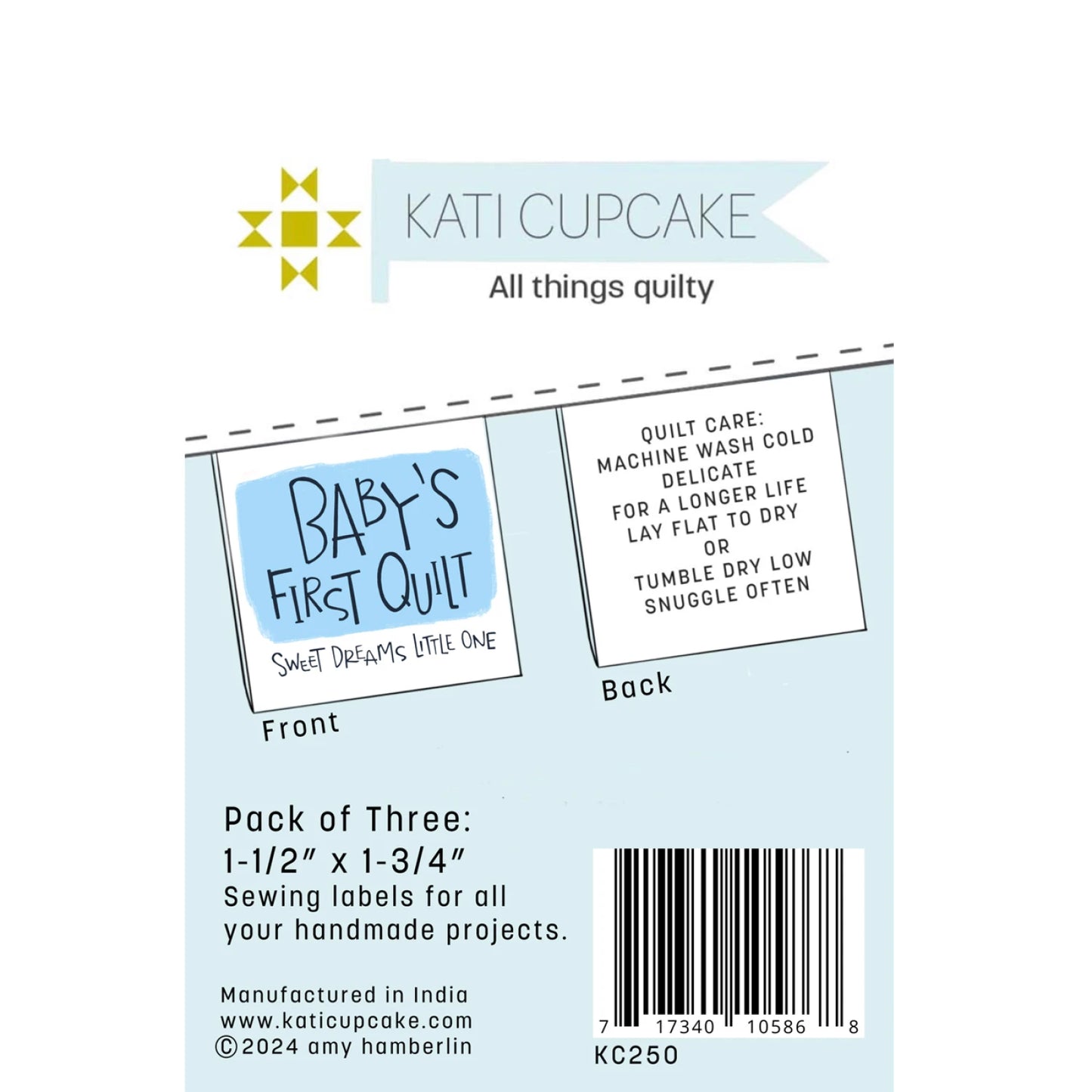 Baby's First Quilt Label Pack Blue by Kati Cupcake