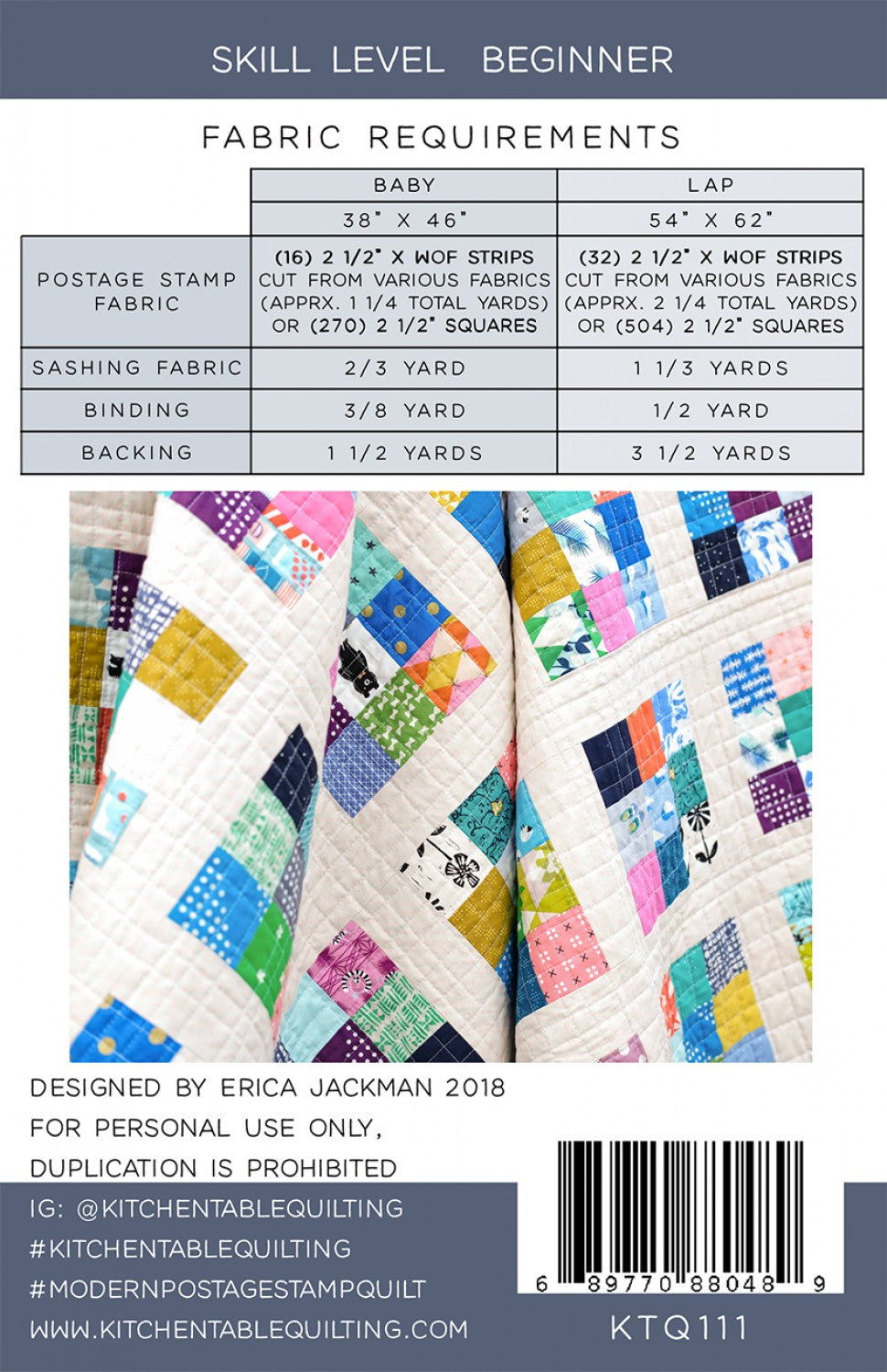 The Modern Postage Stamp Quilt Pattern # KTQ111 - Special Order