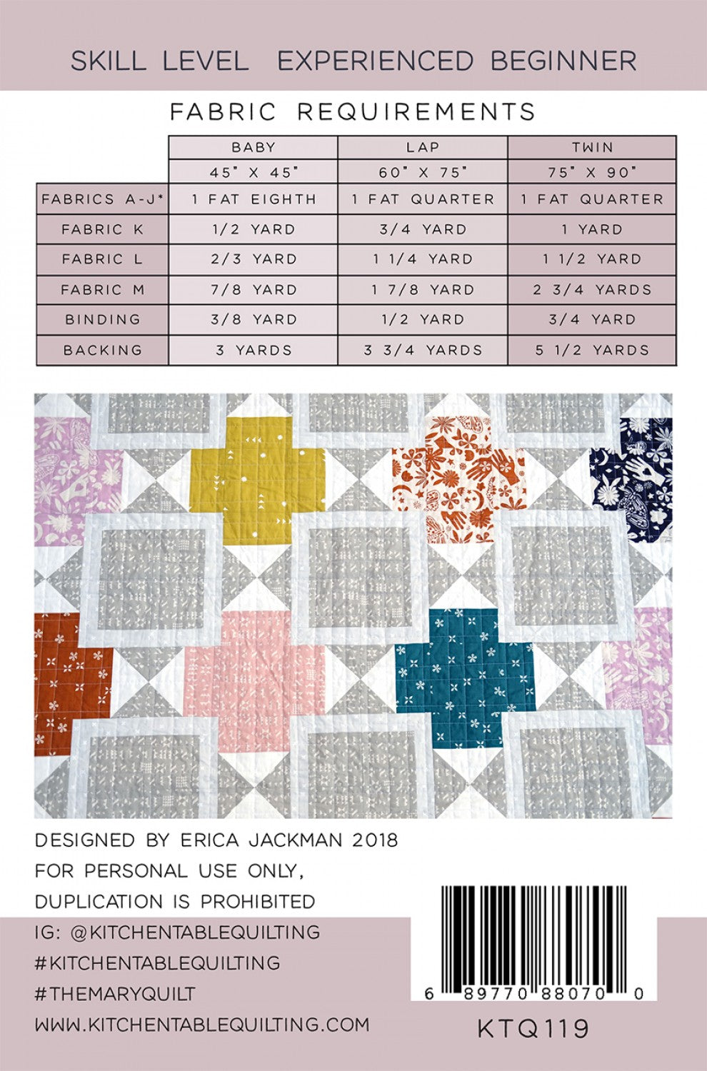 The Mary Quilt Pattern # KTQ119 - Special Order