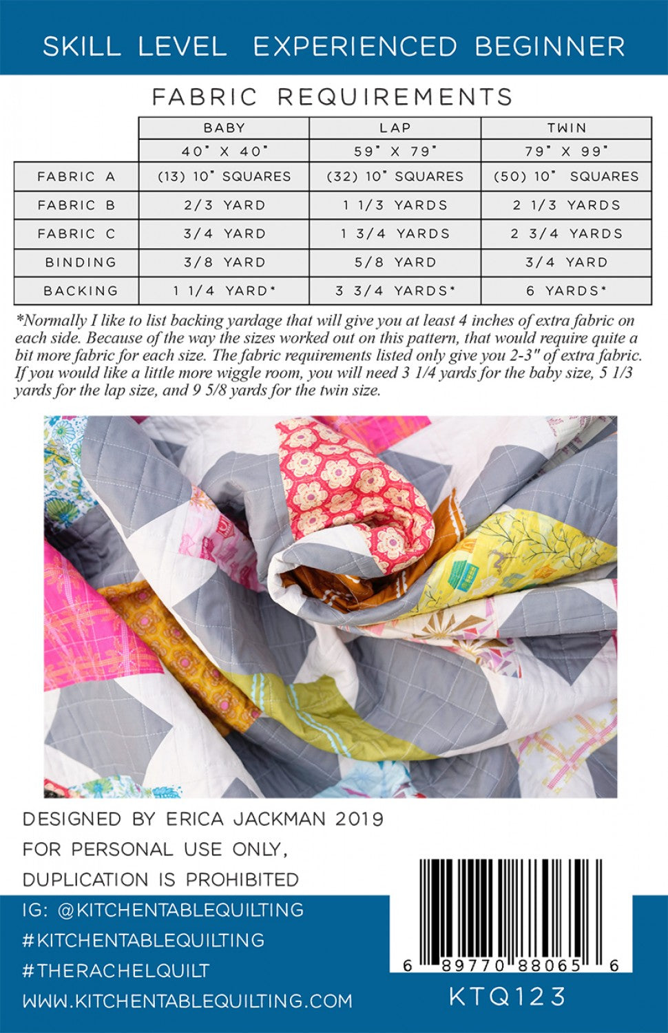 The Rachel Quilt Pattern # KTQ123 - Special Order