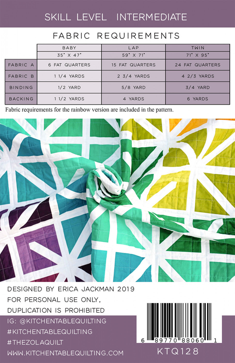 The Zola Quilt Pattern # KTQ128 - Special Order