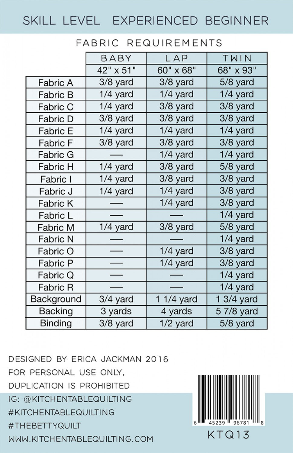 The Betty Quilt Pattern # KTQ13 - Special Order