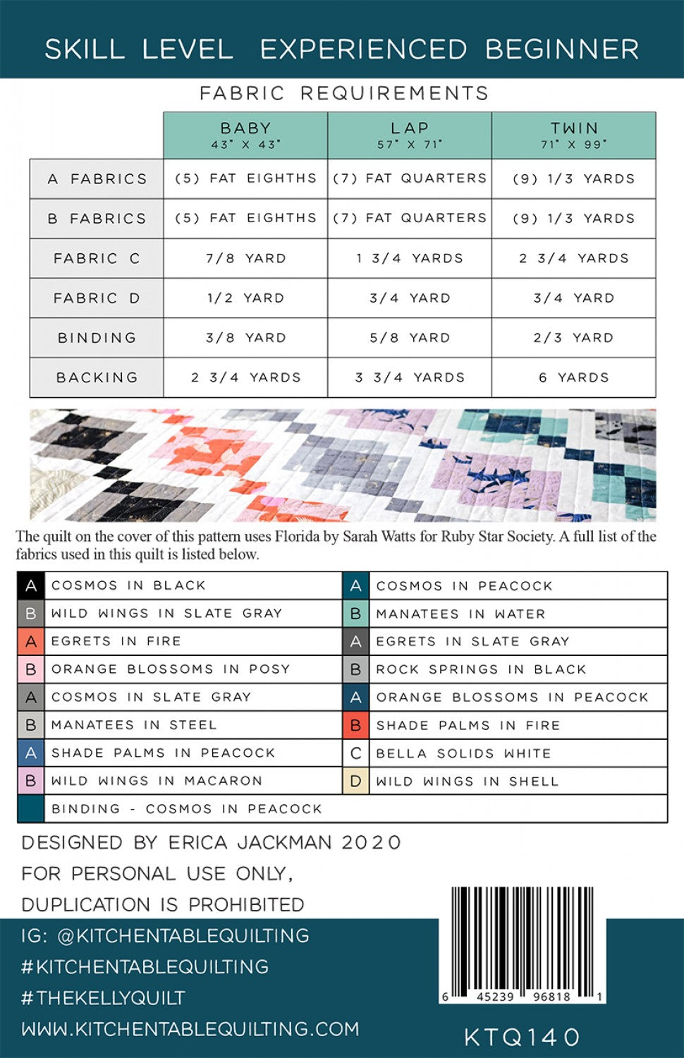 The Kelly Quilt Pattern # KTQ140 - Special Order