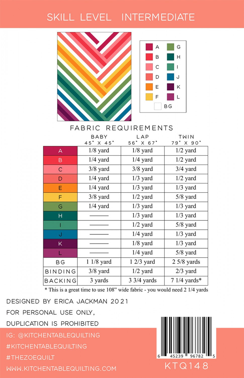 The Zoe Quilt Pattern # KTQ148 - Special Order