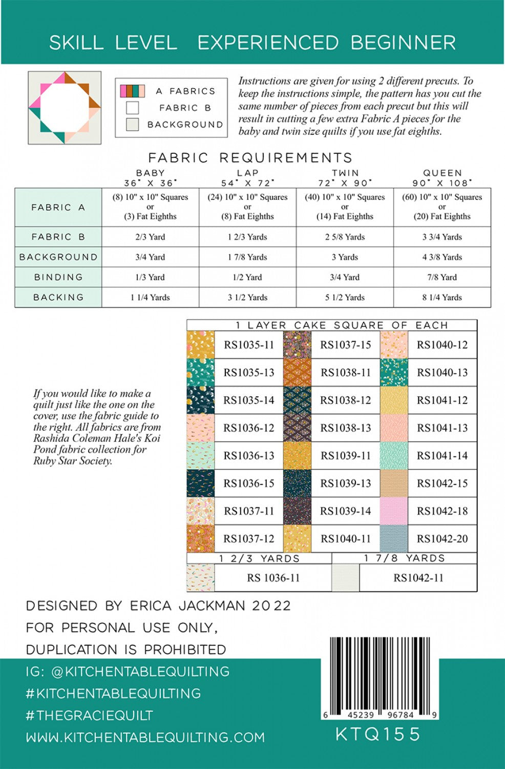 The Gracie Quilt Pattern # KTQ155 - Special Order