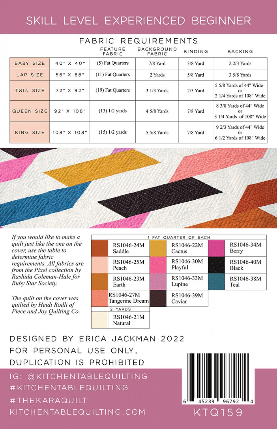 The Kara Quilt Pattern # KTQ159 - Special Order