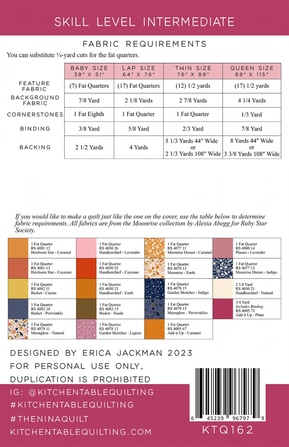 The Nina Quilt Pattern # KTQ162 - Special Order