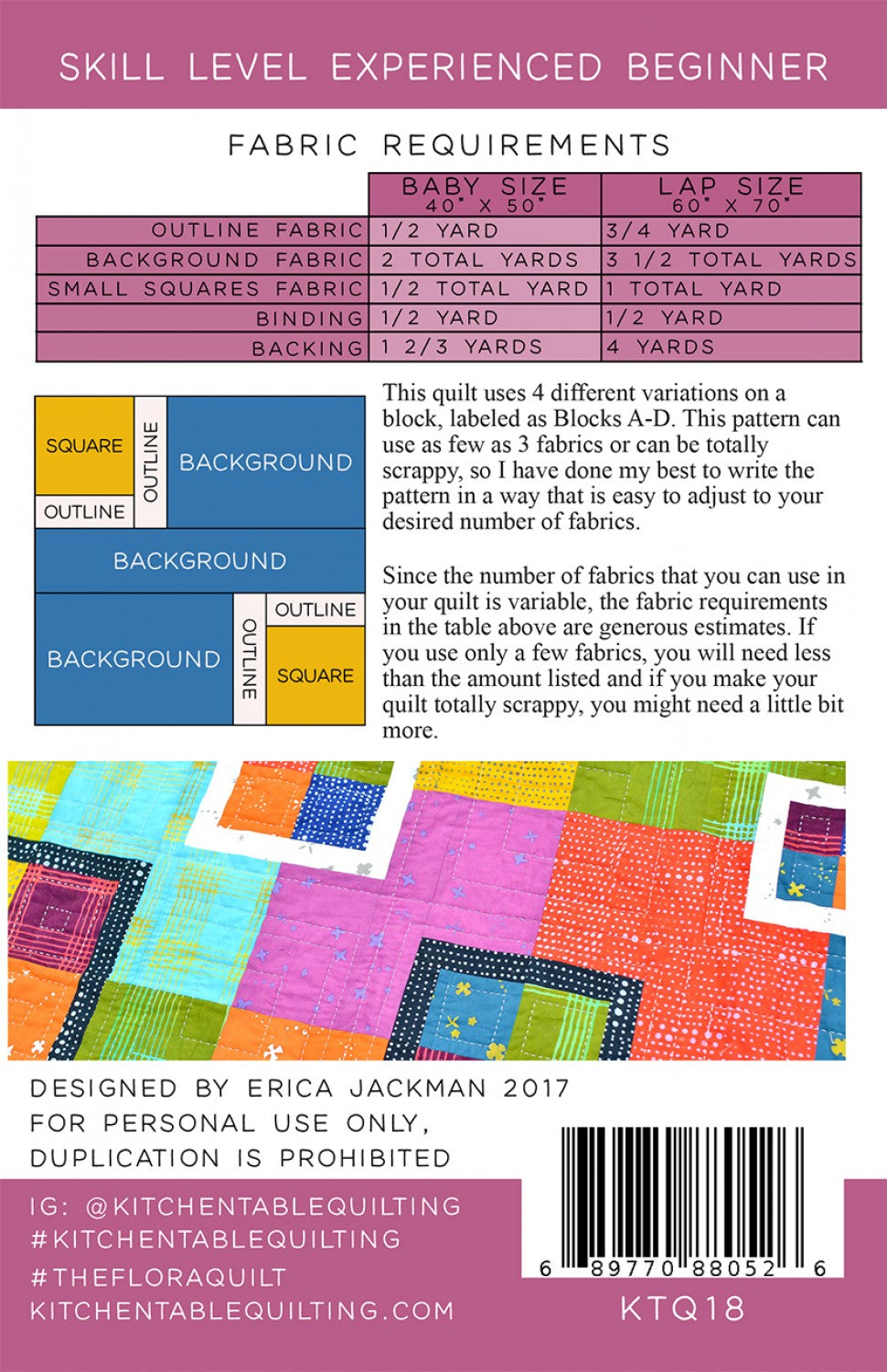 The Flora Quilt Pattern # KTQ18 - Special Order