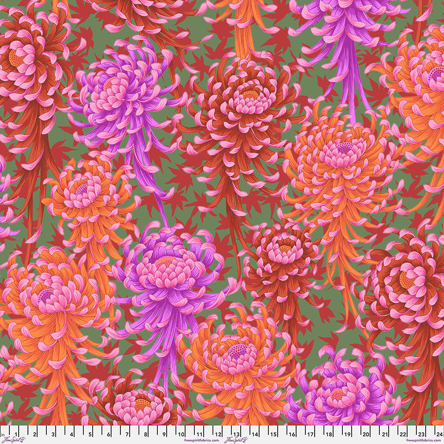 Kaffe Fassett Collective August 2025 : Spider Mums Red PWPJ135.RED
