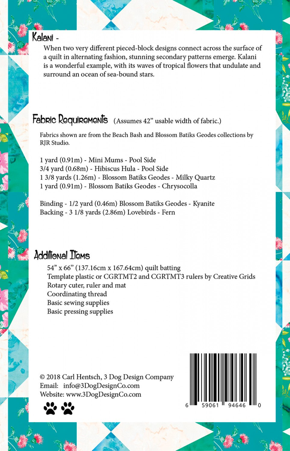 Kalani Quilt Pattern by 3 Dog Design - Special Order