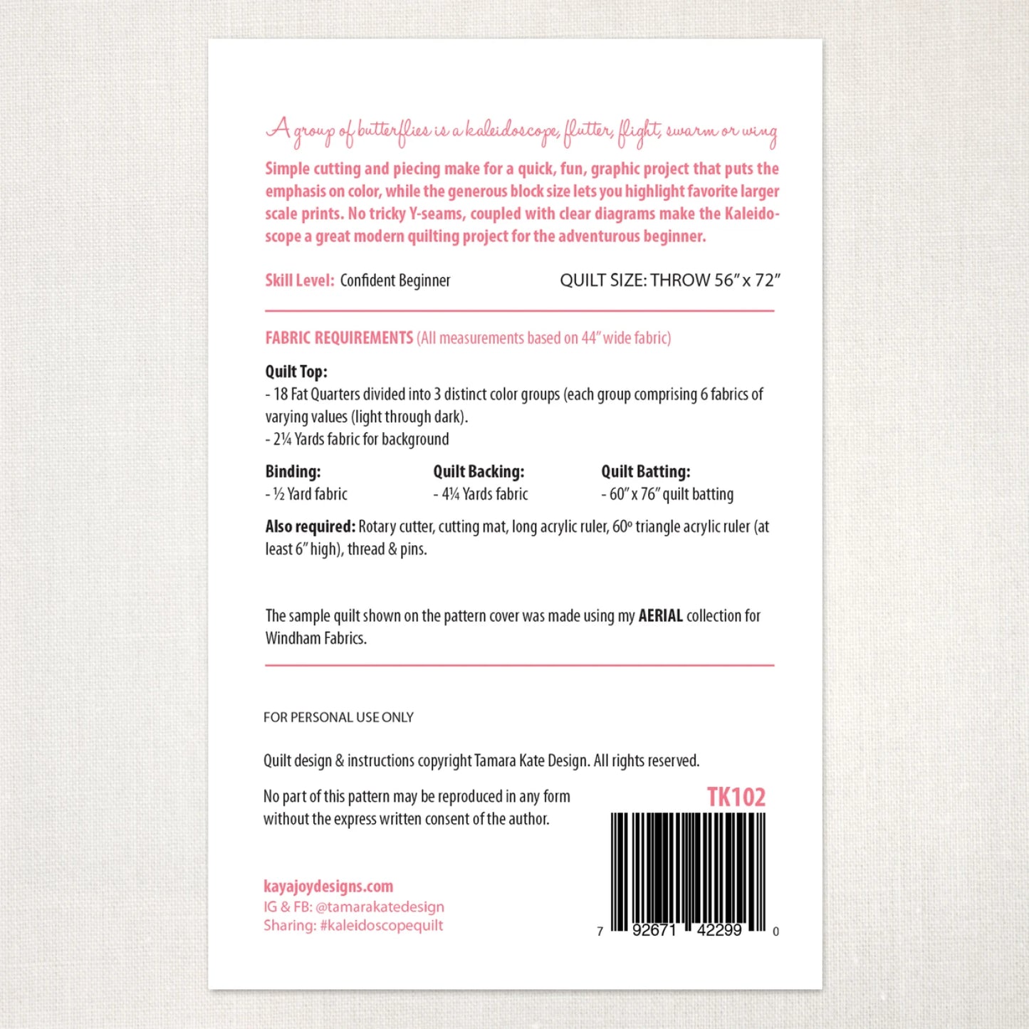 Kaleidoscope Quilt Pattern by Tamara Kate