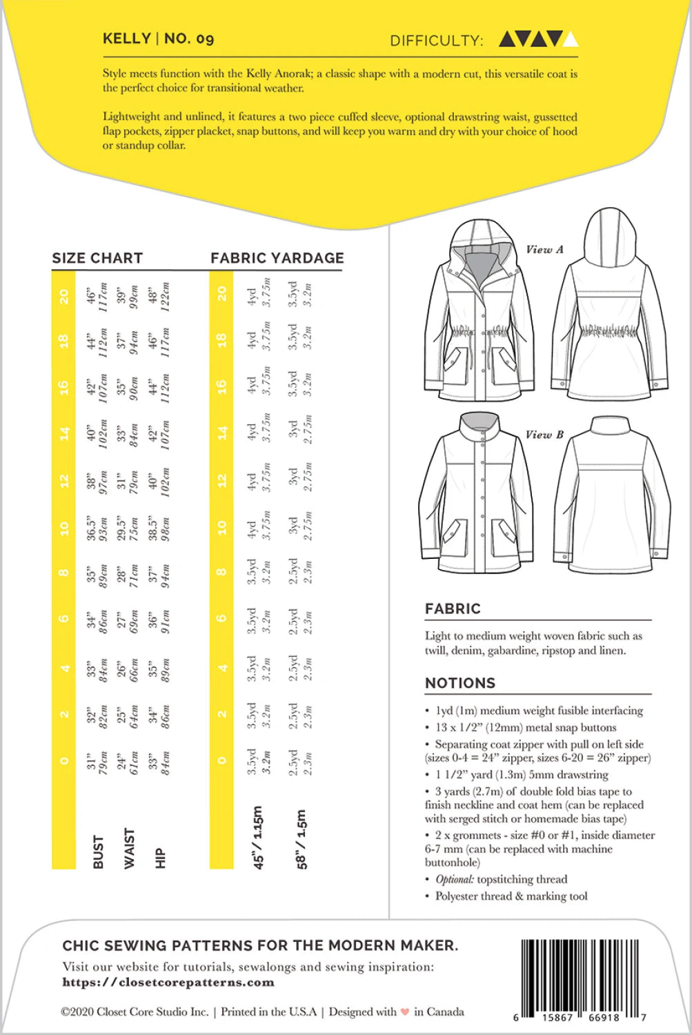 Kelly Anorak Jacket Pattern by Closet Core Patterns - Special Order