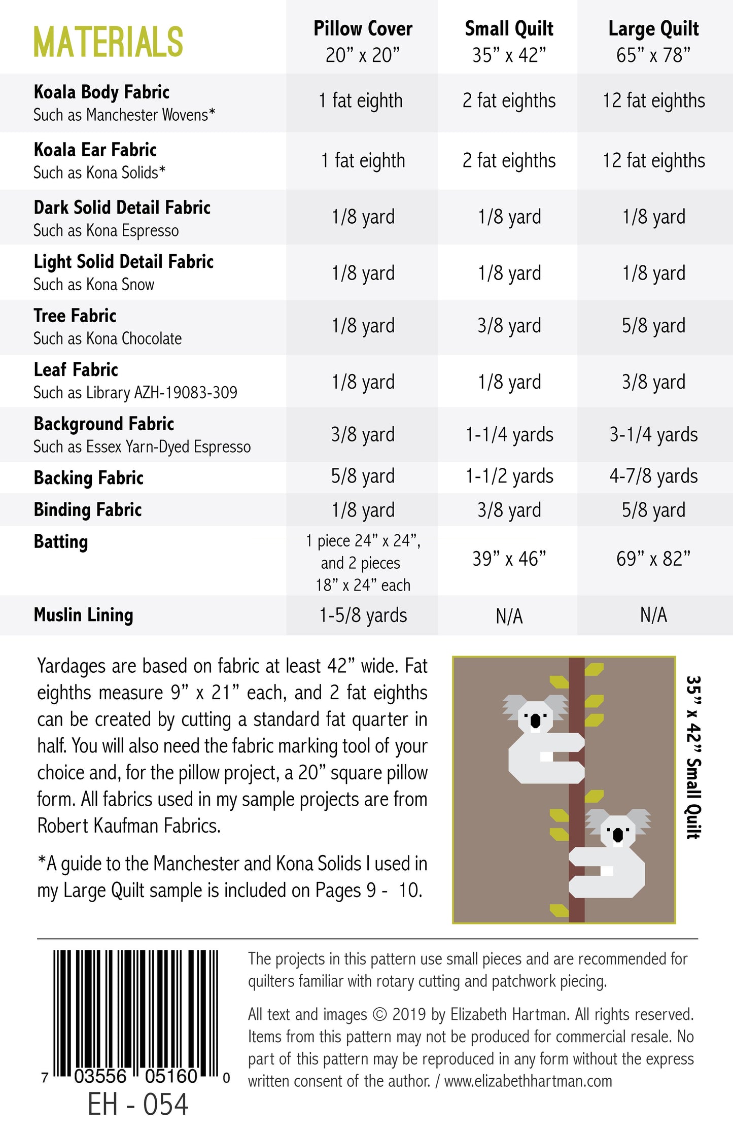Koalas Quilt Pattern by Elizabeth Hartman
