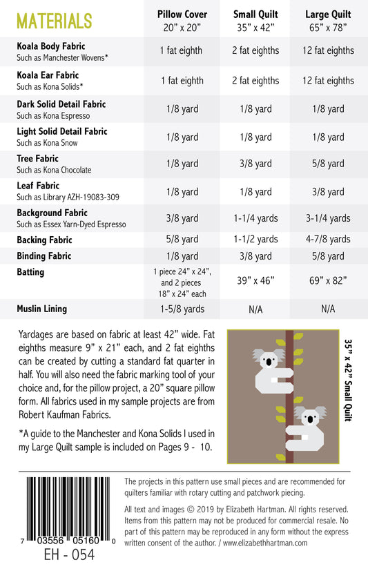 Koalas Quilt Pattern by Elizabeth Hartman