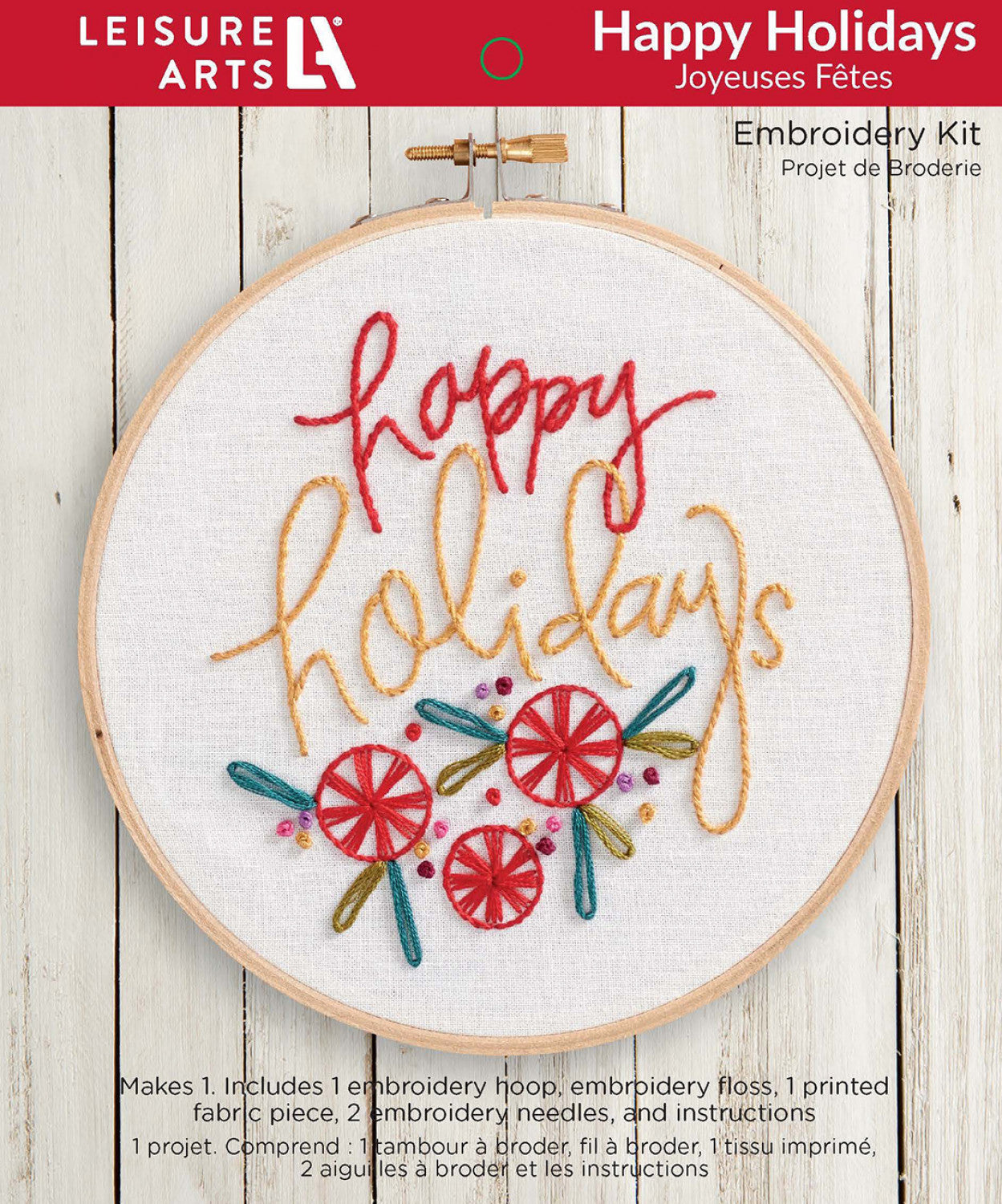 Leisure Arts Embroidery Kit 6in Happy Holidays # LAK85826 - Special Order - Expected to Ship 11-5-24