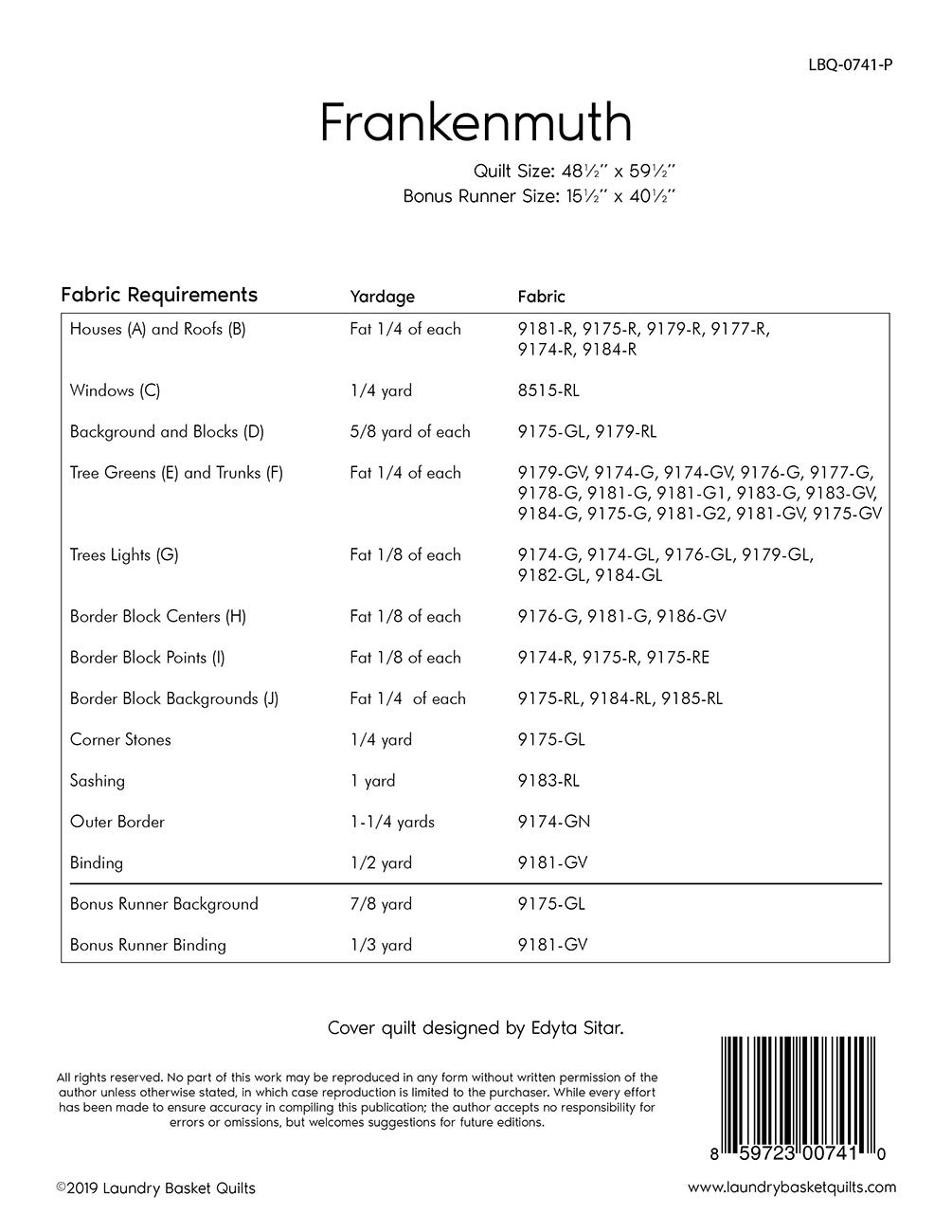 Frankenmuth # LBQ-0741-P - Special Order