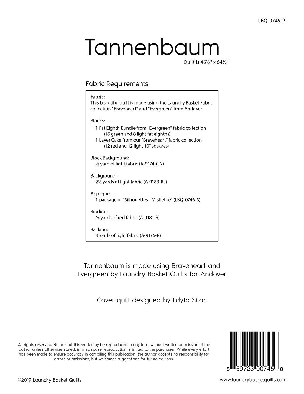 Tannenbaum # LBQ-0745-P - Special Order - Will Ship After 11-25-24