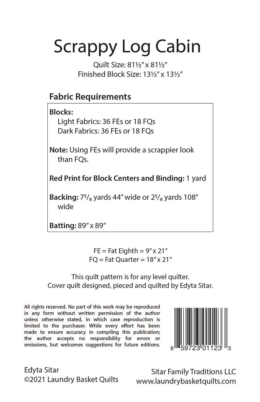 Scrappy Log Cabin # LBQ-1123-P - Special Order