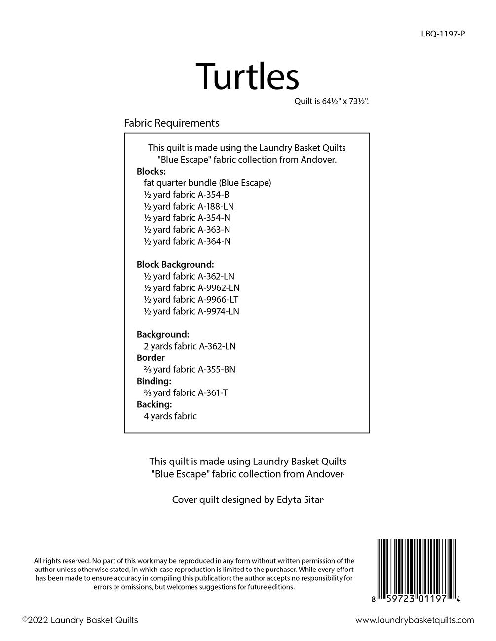 Turtles # LBQ-1197-P - Special Order