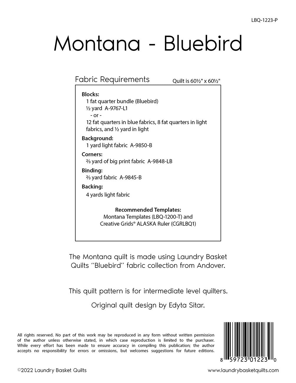 Montana - Bluebird # LBQ-1223-P - Special Order