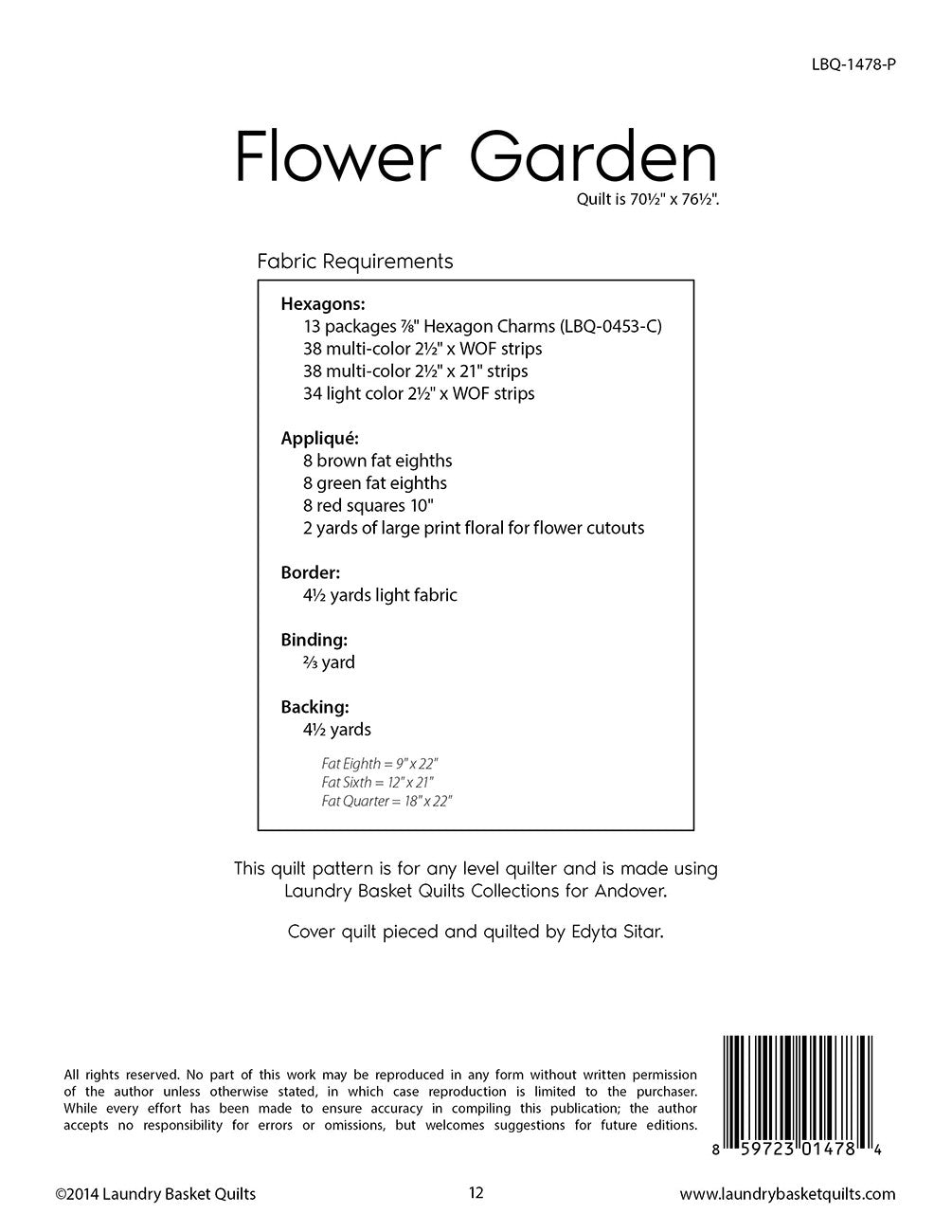 Flower Garden # LBQ-1478-P - Special Order