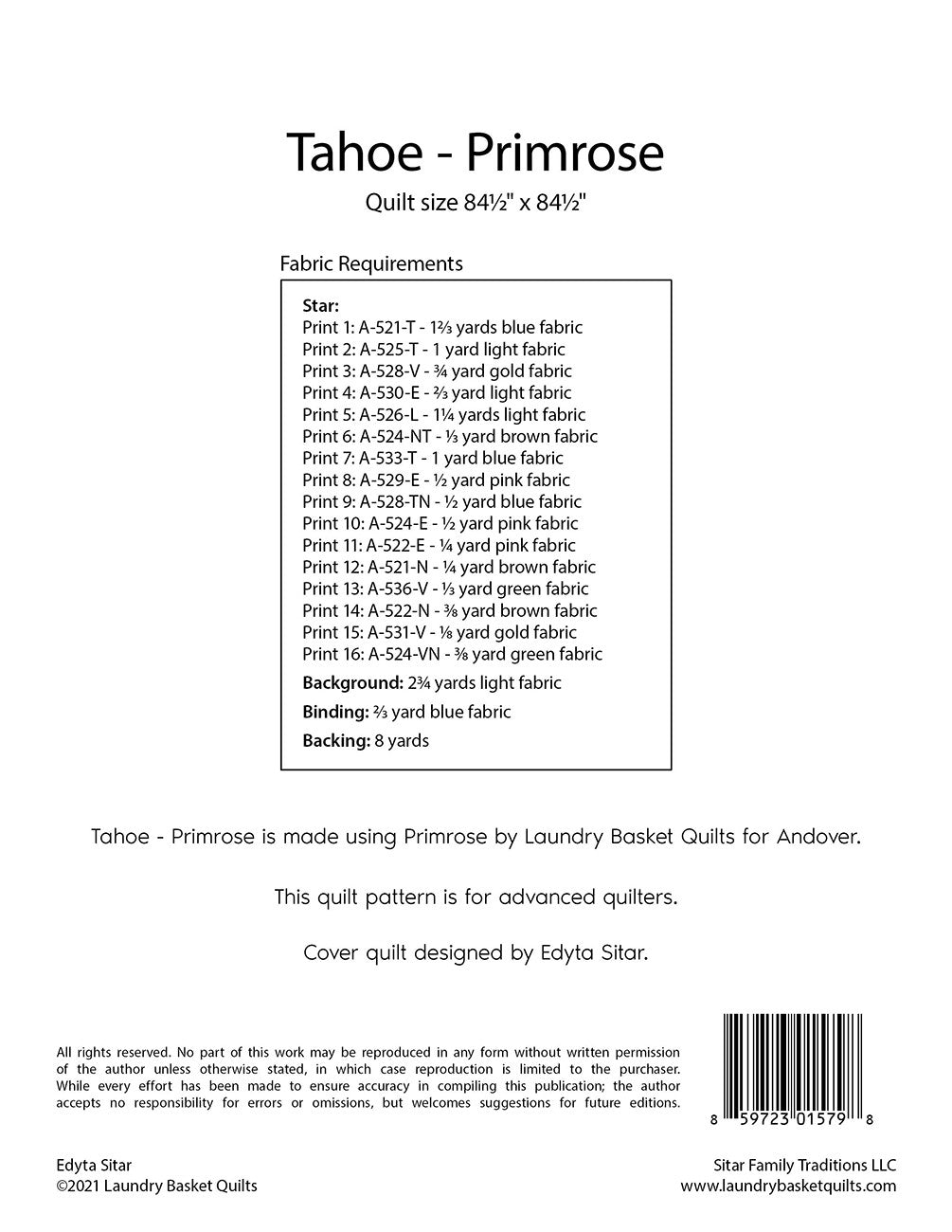 Tahoe - Primrose # LBQ-1579-P - Special Order