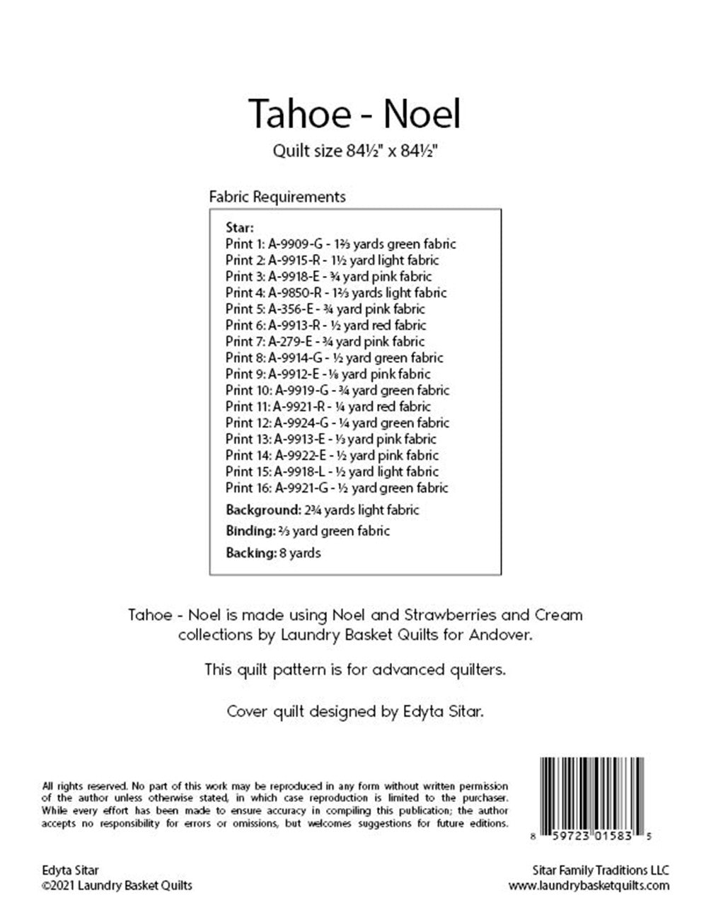 Tahoe - Noel # LBQ-1583-P - Special Order