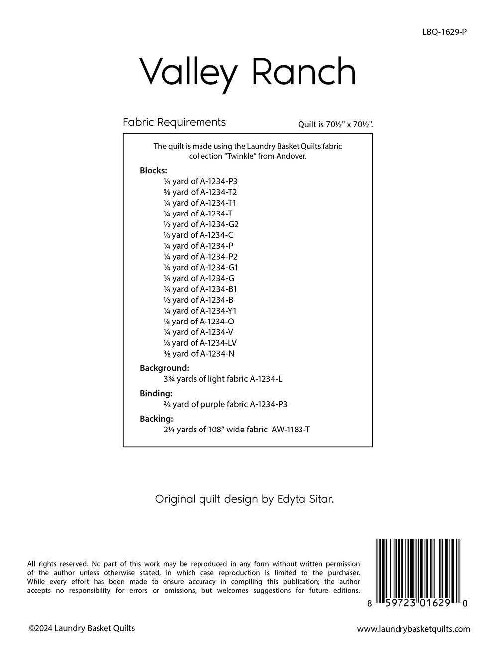 Valley Ranch # LBQ-1629-P - Special Order