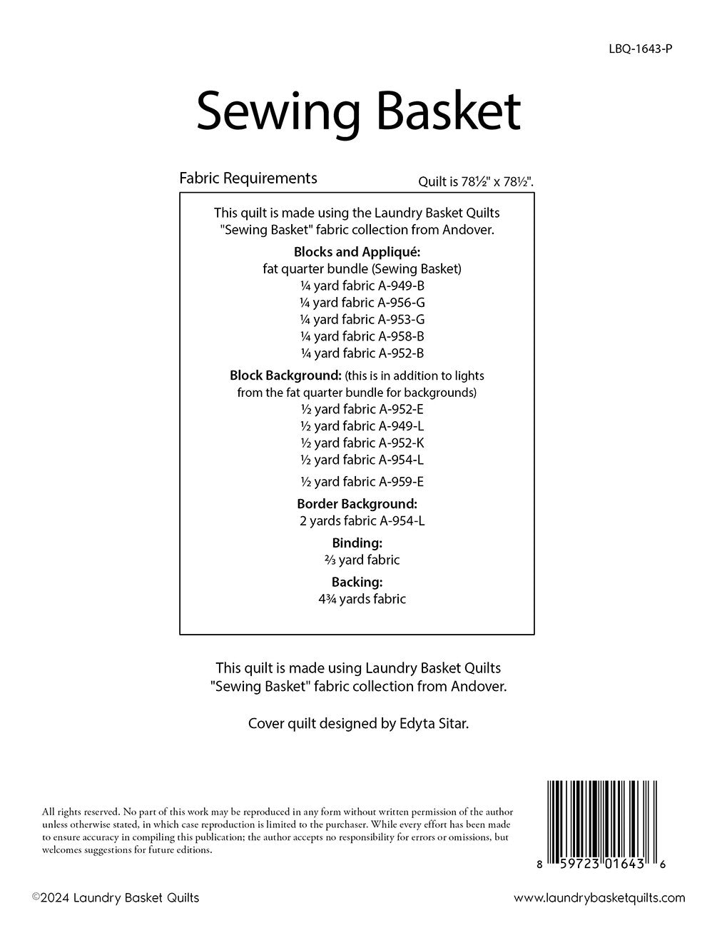 Sewing Basket # LBQ-1643-P - Special Order - Will Ship After 11-25-24