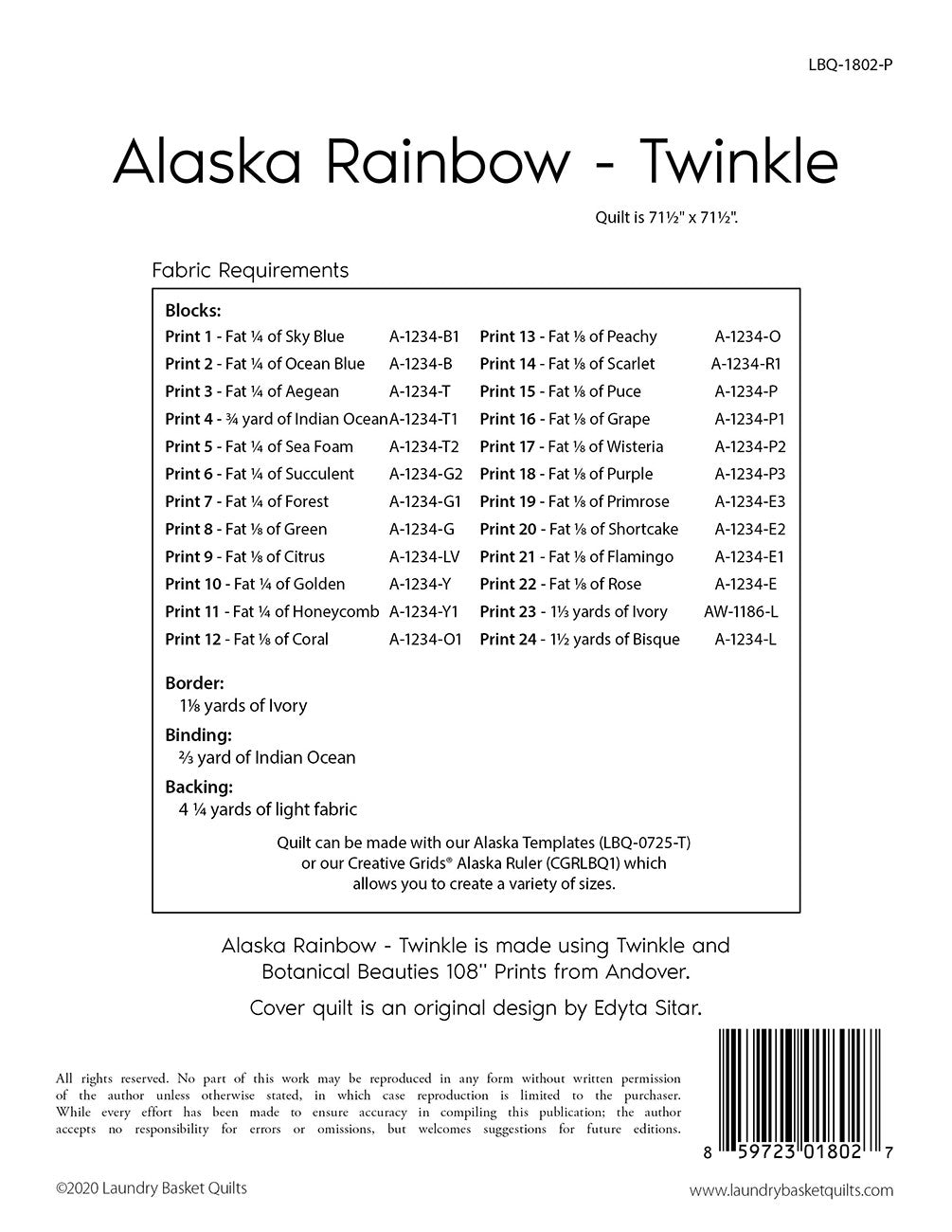 Alaska Rainbow - Twinkle # LBQ-1802-P - Special Order