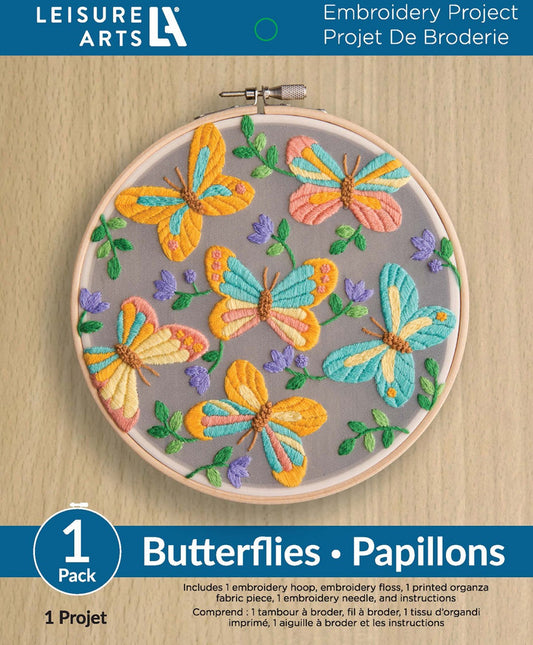 Leisure Arts Kit Embroidery 6in Org Butterfly # LEA49805- Special Order