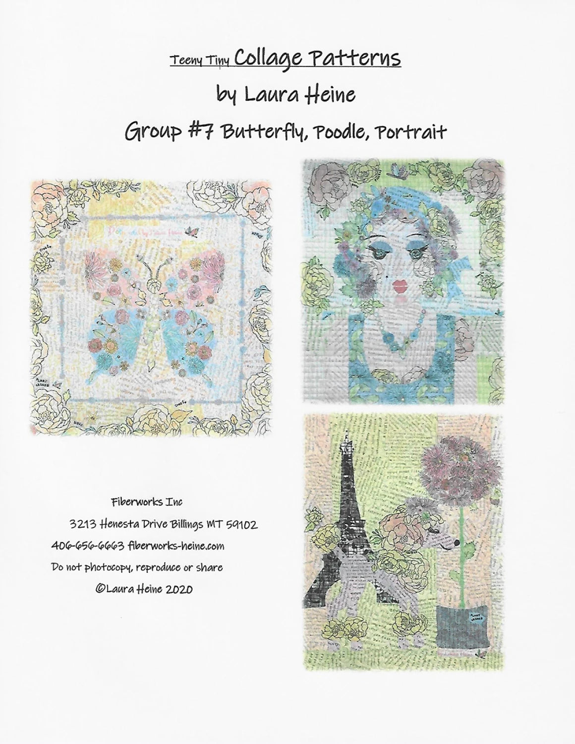 Teeny Tiny Collage Pattern by Laura Heine - Group 7 Butterfly, Poodle, Portrait
