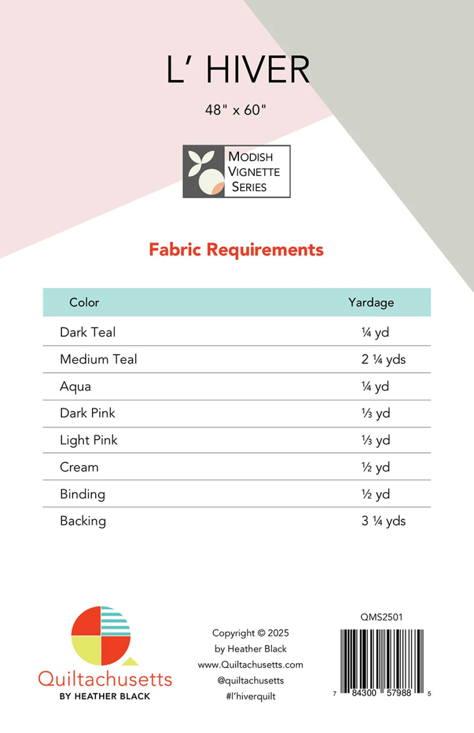 L'Hiver Quilt Pattern by Quiltachusetts