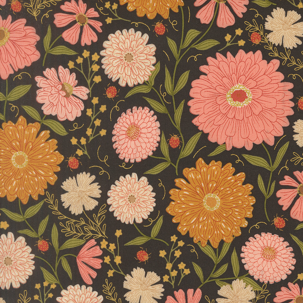 Ladybug Whimsy by Gingiber : Zinnias Metal Midnight 48440 18M
