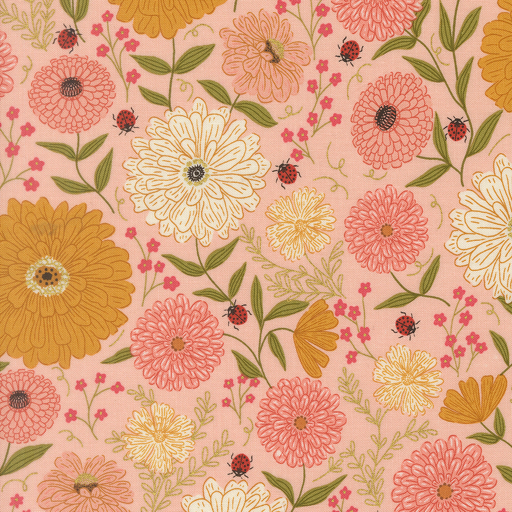 Ladybug Whimsy by Gingiber : Zinnias Metal Pretty Pink 48440 15M
