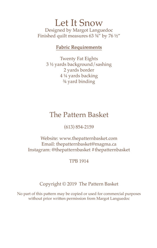 Let it Snow Quilt Pattern by The Pattern Basket