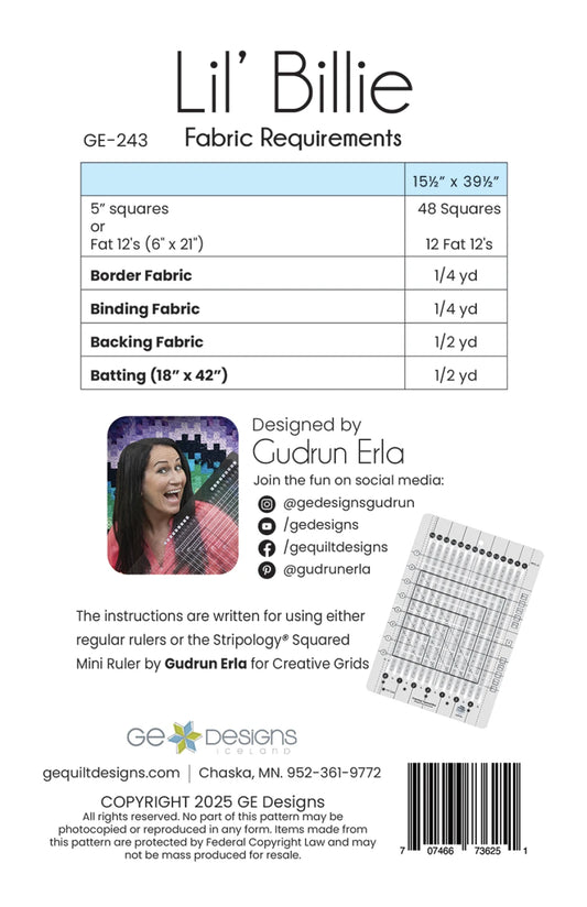 Lil' Billie Table Runner Pattern by GE Designs