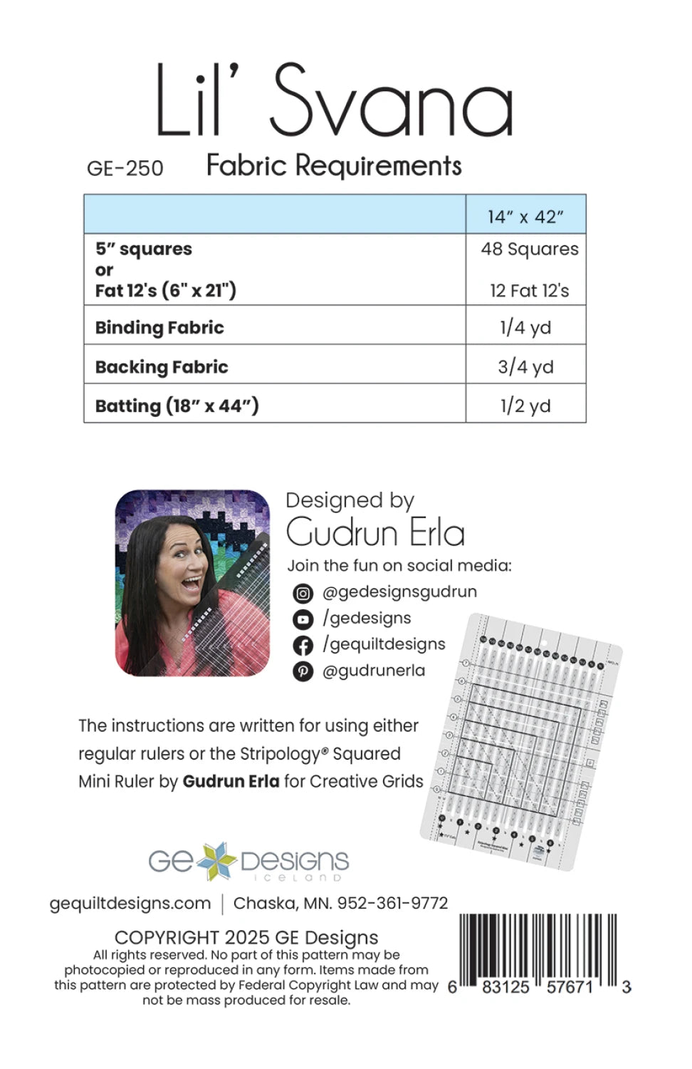 Lil' Svana Table Runner Pattern by GE Designs