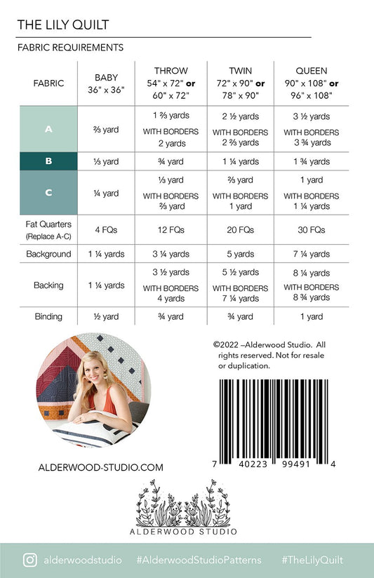 Lily Quilt Pattern # ALD-LILY - Special Order (Expected August 2025)