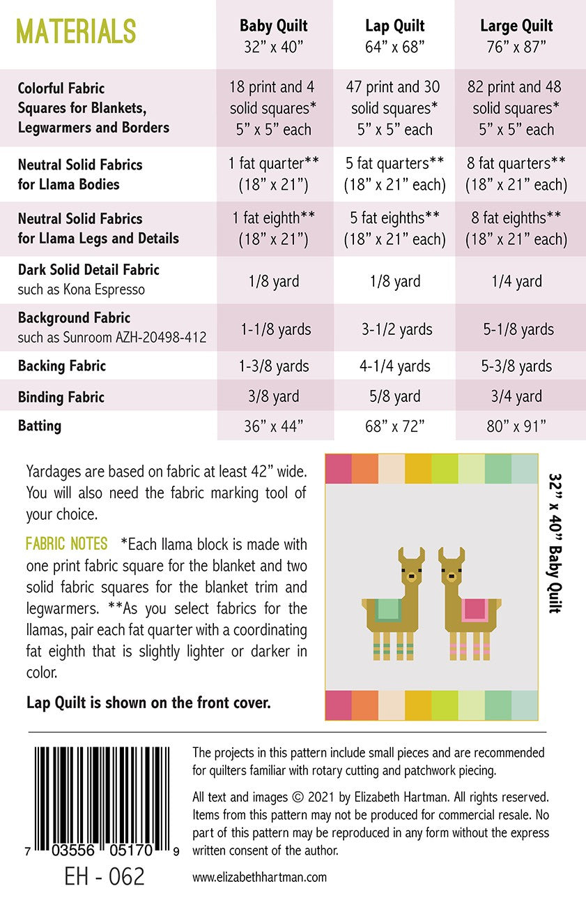 Little Llamas Quilt Pattern by Elizabeth Hartman