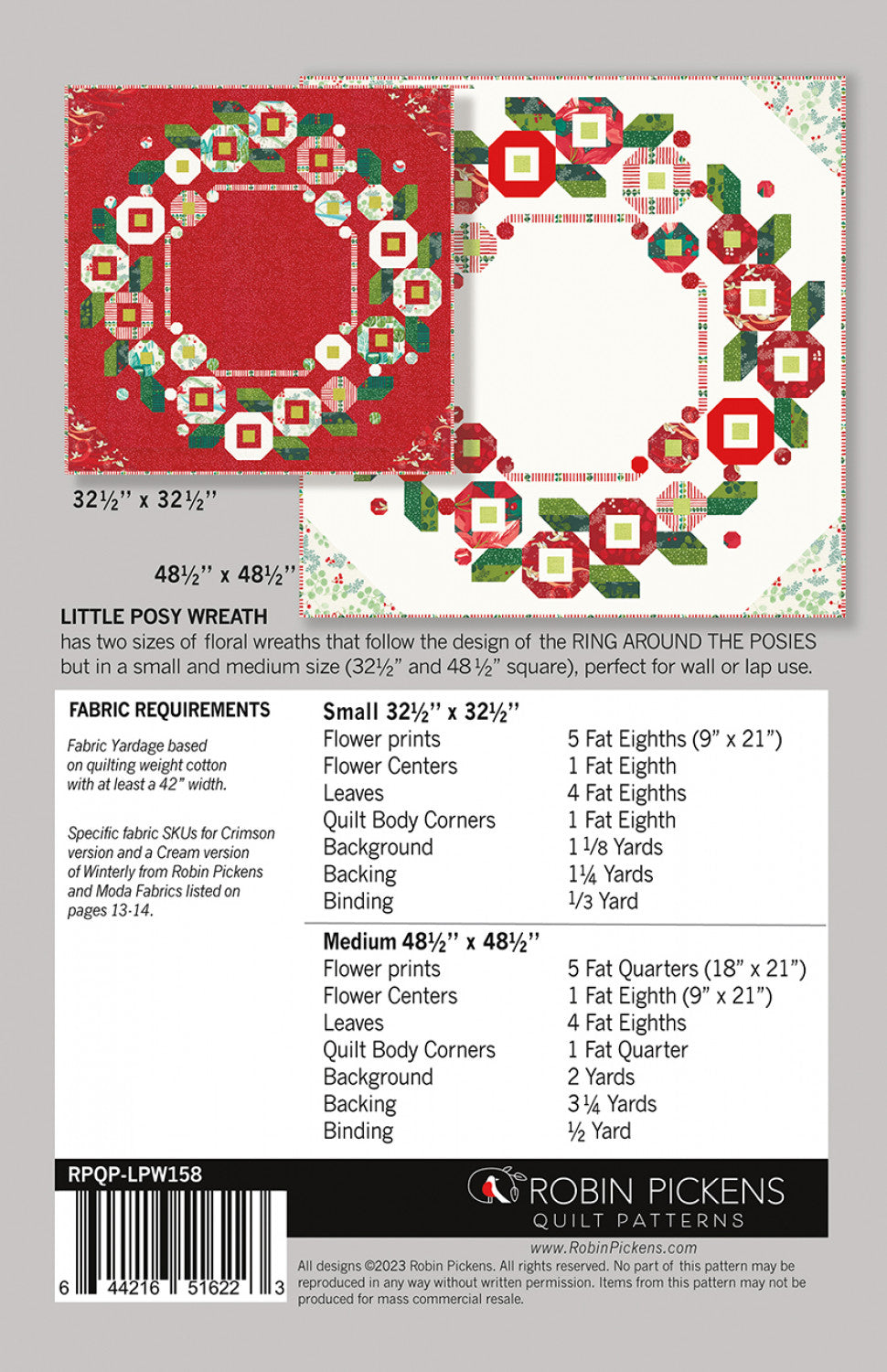 Little Posy Wreath Quilt Pattern featuring Winterly by Robin Pickens