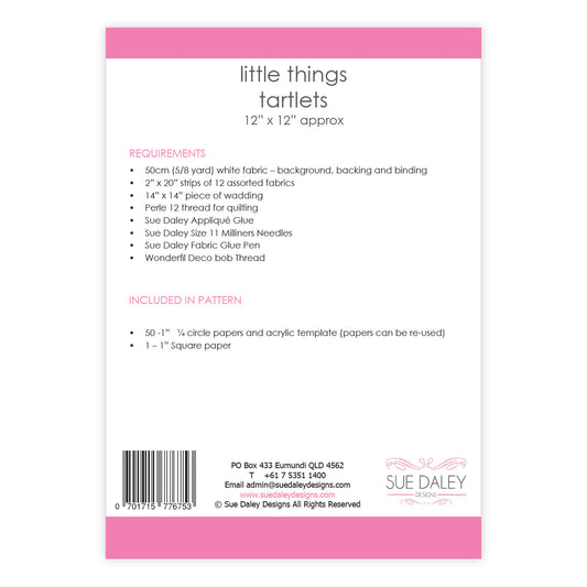 Little Things Tartlets Wall Hanging Pattern by Sue Daley