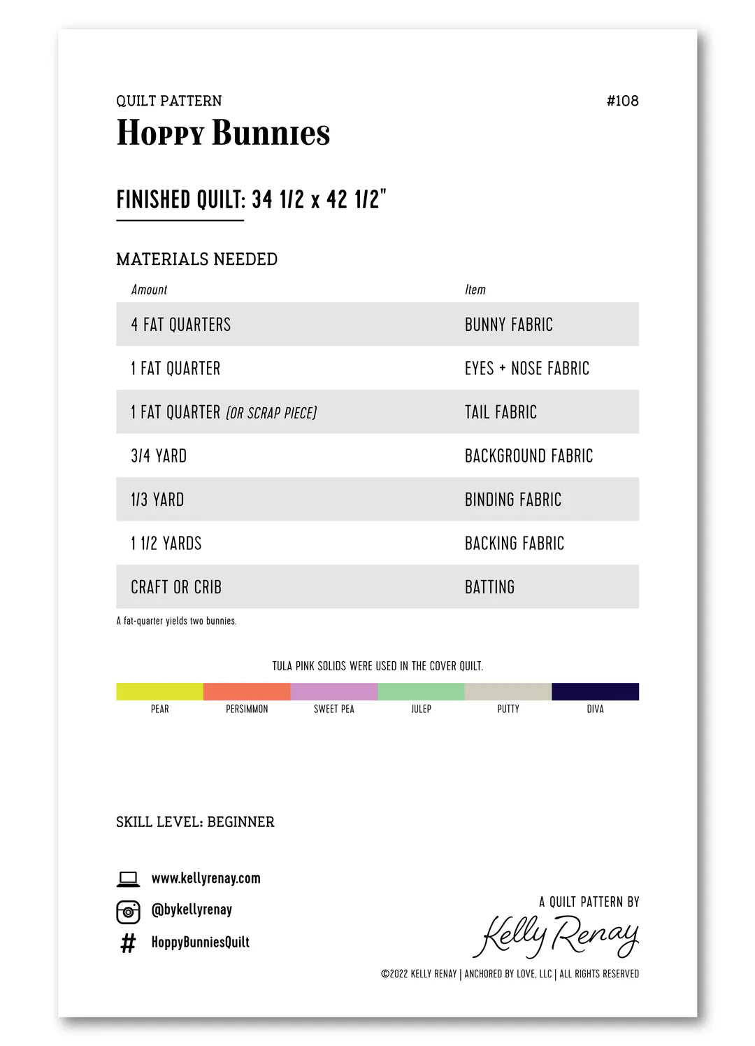 LoFi Linens by Rashida Coleman-Hale : Hoppy Bunnies Quilt Kit - Large Throw