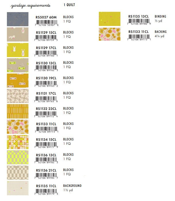 LoFi Linens by Rashida Coleman-Hale : Hoppy Bunnies Quilt Kit - Small Throw