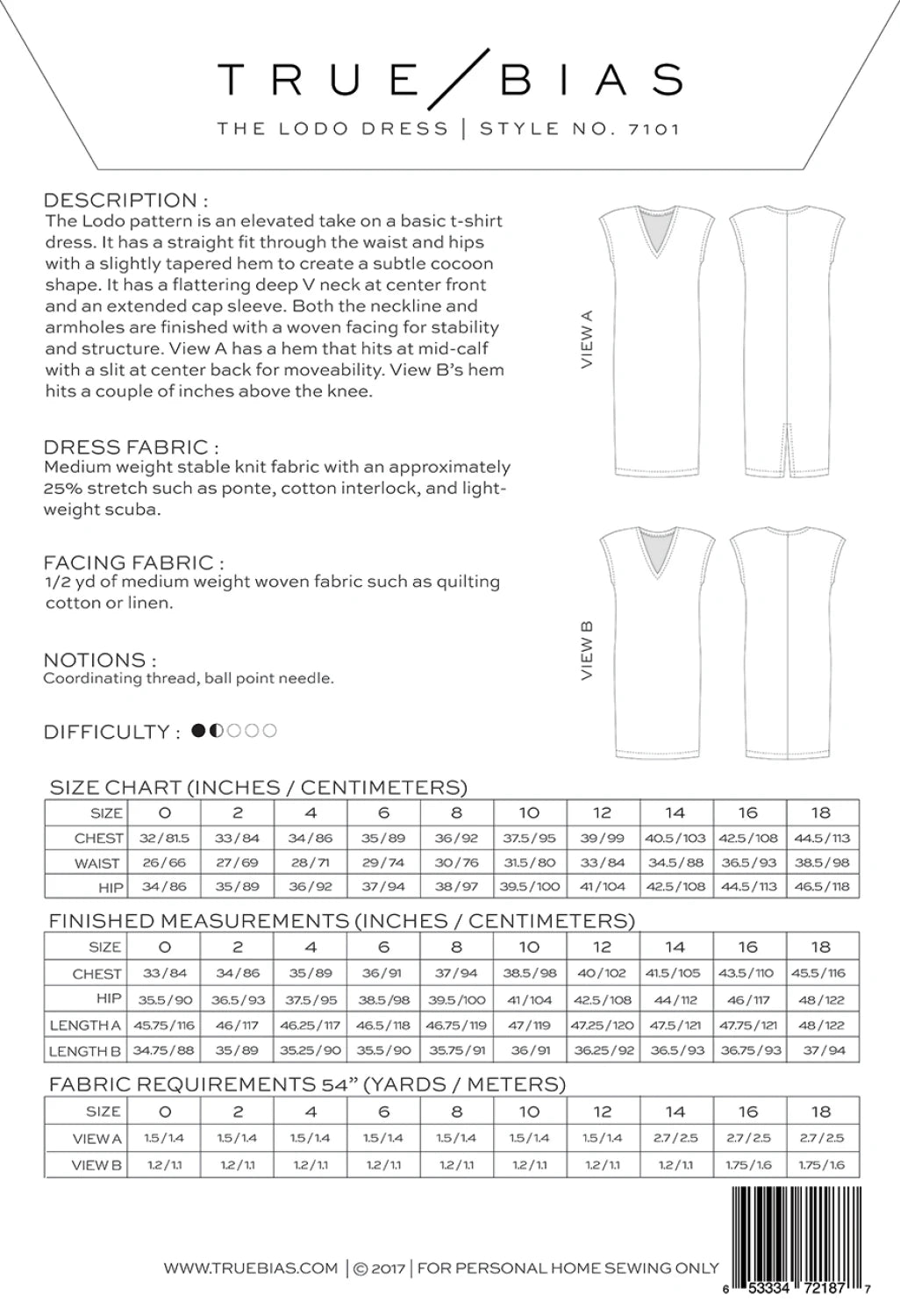 Lodo Dress Pattern by TrueBias Patterns : Size 0-18 - Special Order