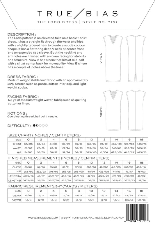 Lodo Dress Pattern by TrueBias Patterns : Size 0-18 - Special Order