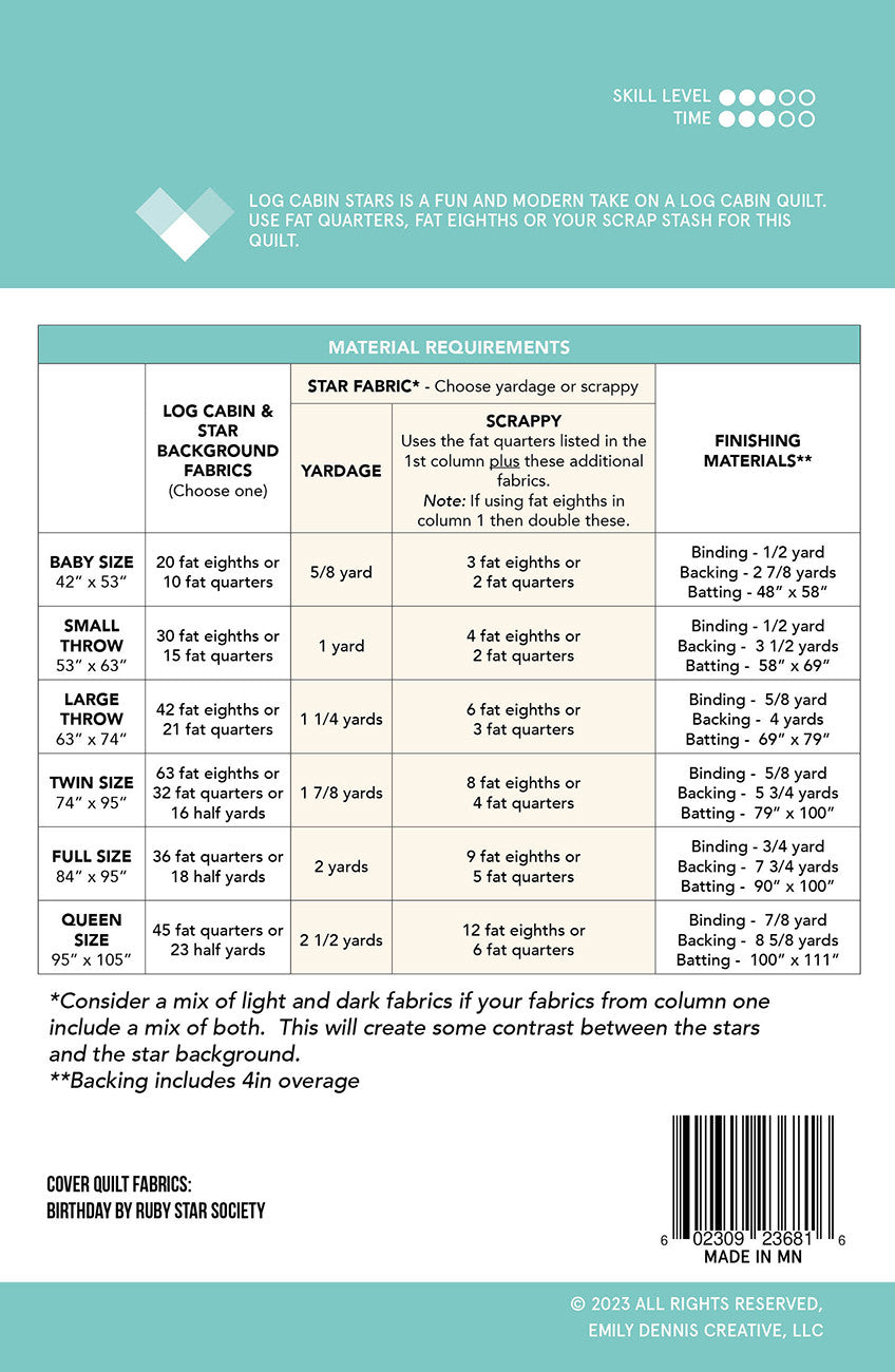 Log Cabin Stars Quilt Pattern by Quilty Love