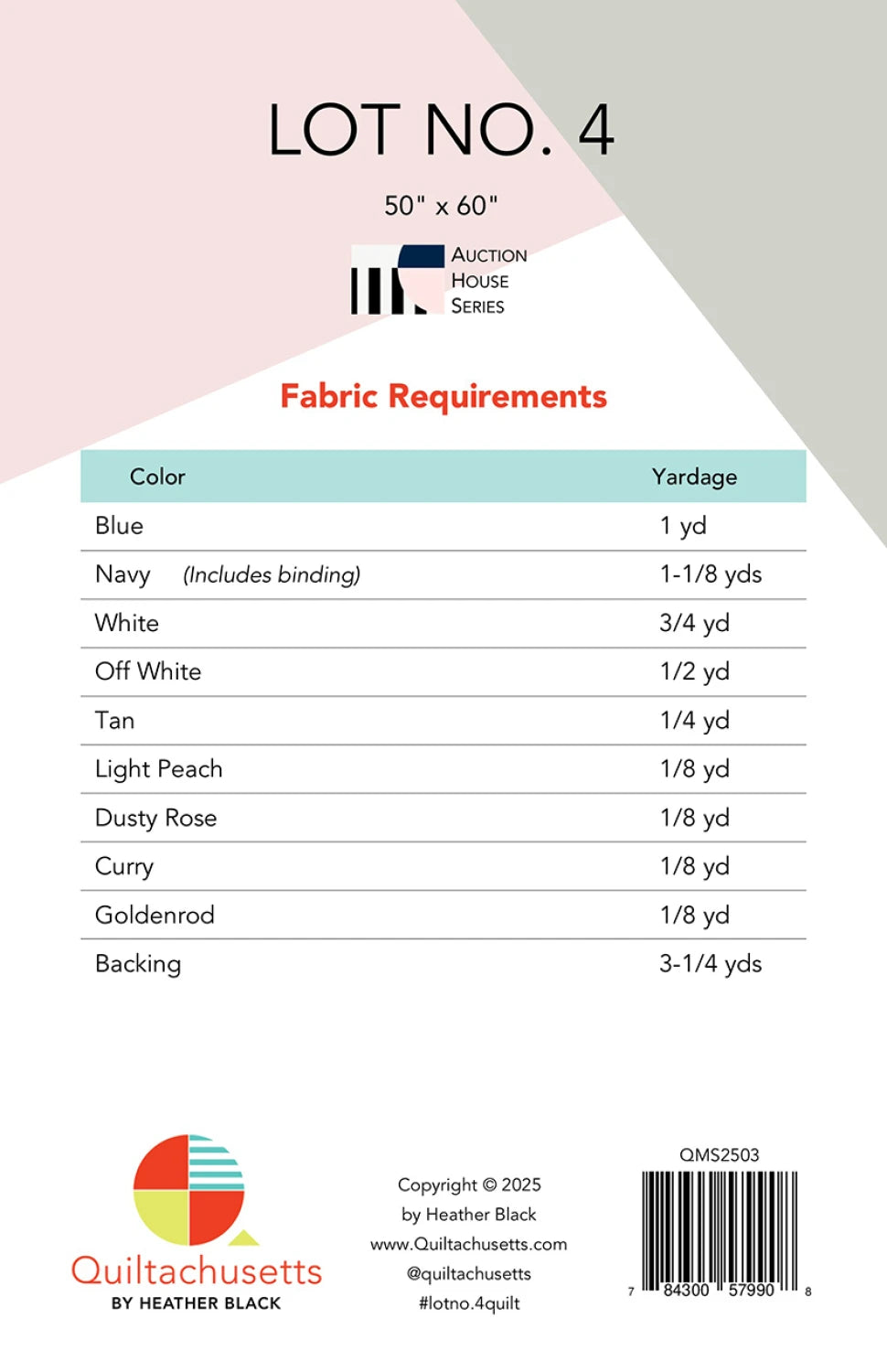 Lot No. 4 Quilt Pattern by Quiltachusetts