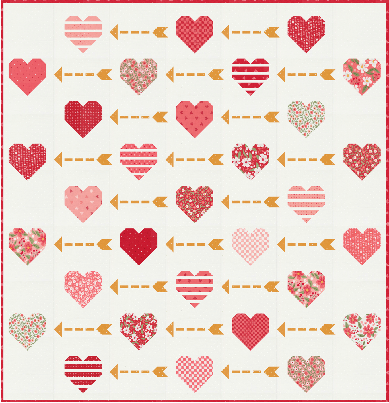 Love Blooms by Lella Boutique : Playing Cupid Quilt Kit