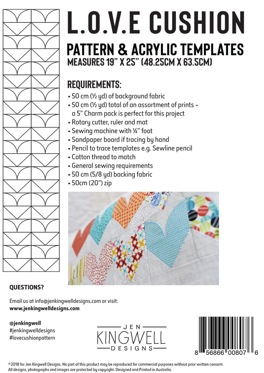 Love Cushion by Jen Kingwell Designs - Special Order